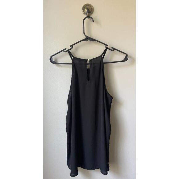 Papermoon Sheer Black Flowing Sleeveless Blouse With Keyhole Neckline, Small - Picture 5 of 7